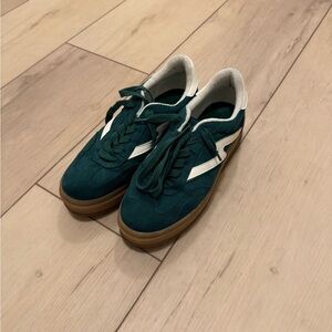 Emerald Green and White Sneakers with Gum Sole